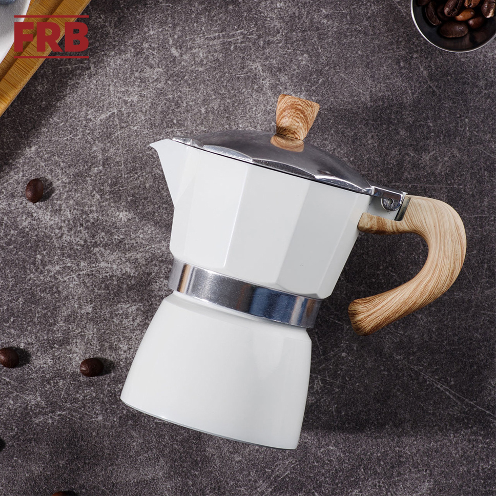 Classic Silver Black White Red Or Customized Modern Aluminum Small Moka Pot Espresso Maker