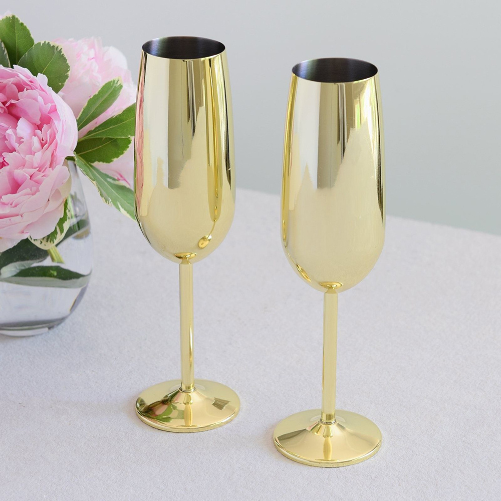 8oz Copper/Gold/Silver stainless steel wine glass Metal Wine Glasses Champagne Flutes Goblets