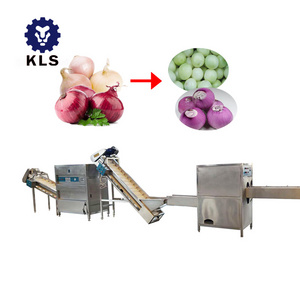 KLS Automatic Onion Processing Line Slicing Chopper Machine Onion Root Cutting Machine Onion Peeling Machine