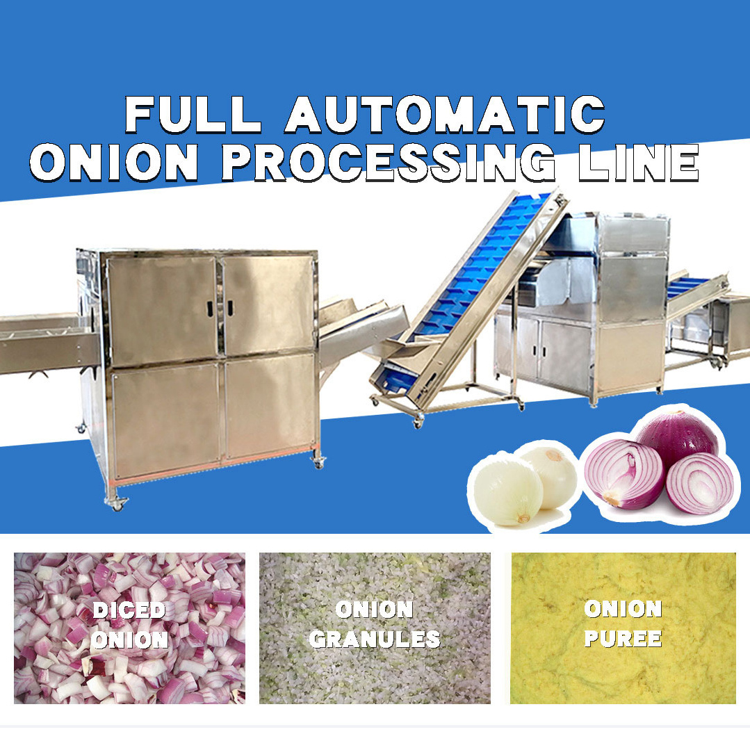 KLS Automatic Onion Processing Line Slicing Chopper Machine Onion Root Cutting Machine Onion Peeling Machine