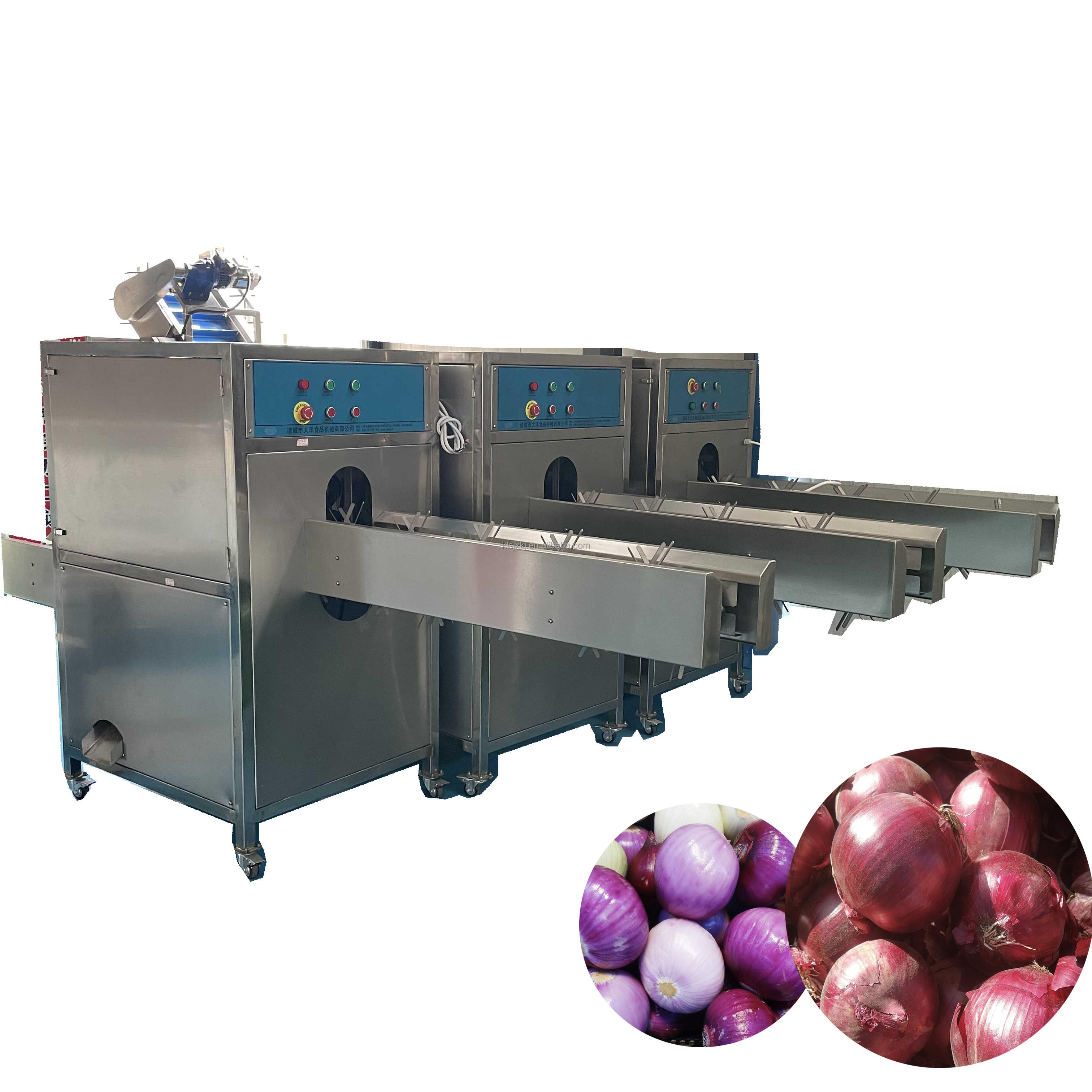 KLS Automatic Onion Processing Line Slicing Chopper Machine Onion Root Cutting Machine Onion Peeling Machine