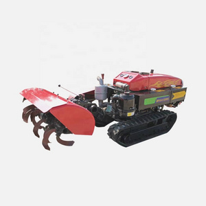 36hp orchard remote control small mini crawler tractor garden management machine with rotary tiller and lawn mower