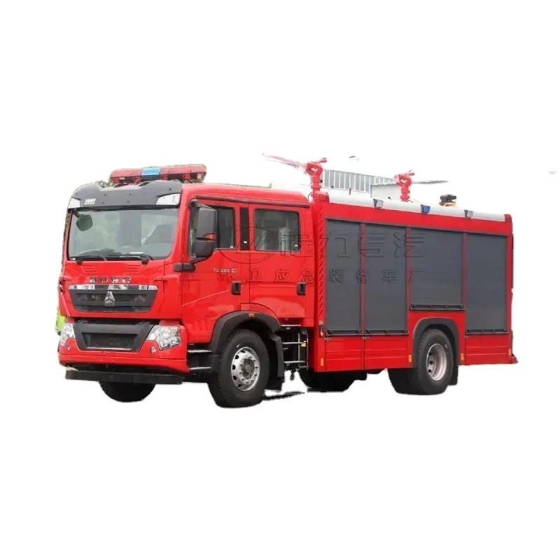 Factory price of HTC HOWO 6t dry powder foam combined fire truck