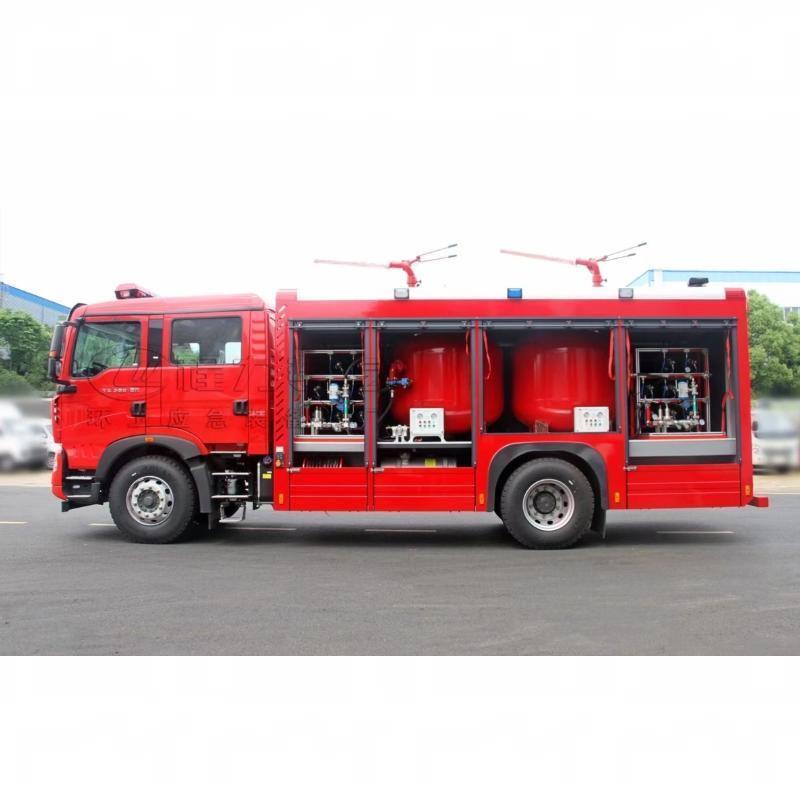 Factory price of HTC HOWO 6t dry powder foam combined fire truck