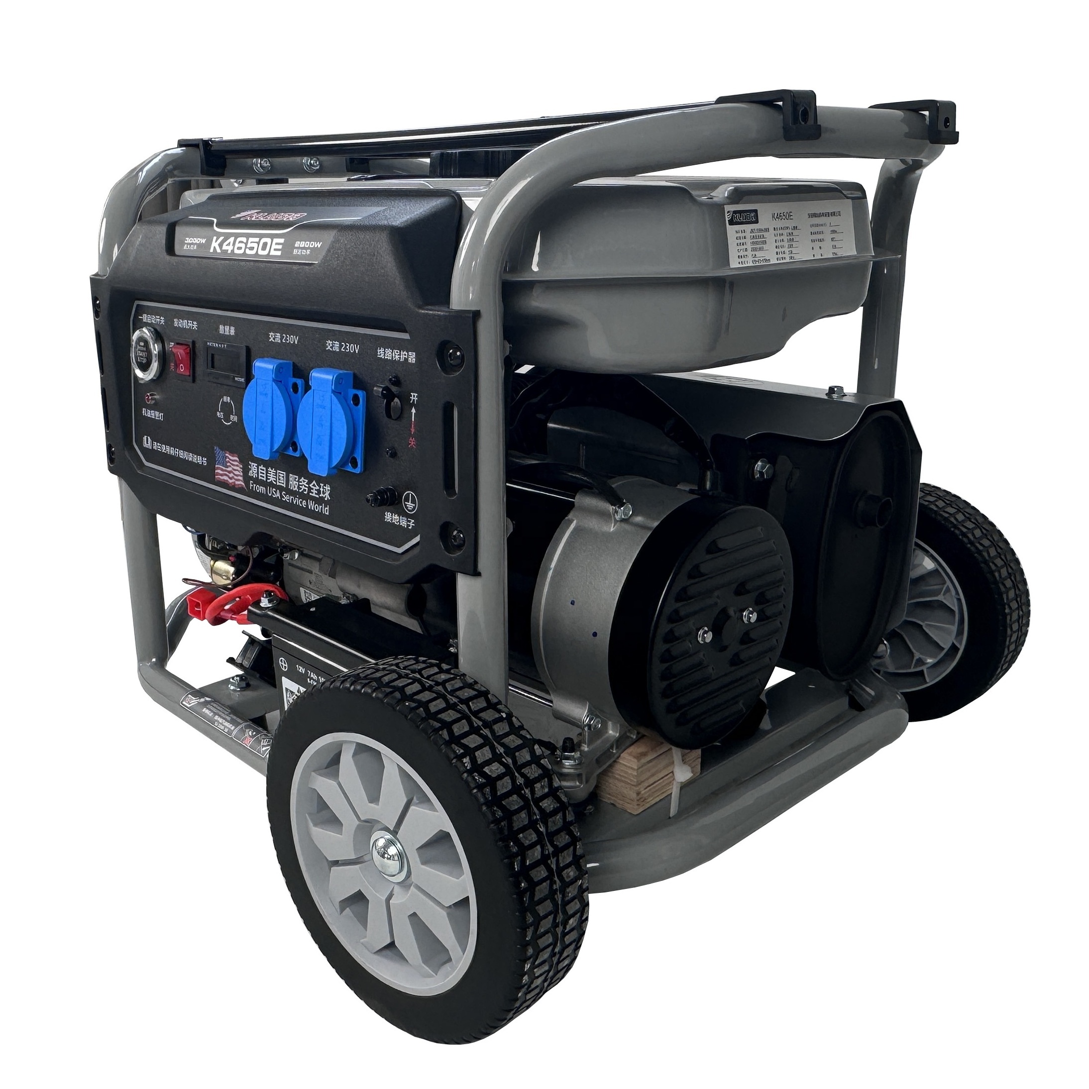 5KVA Air Cooled Oval panel Gasoline Generator With Wheels And Handles