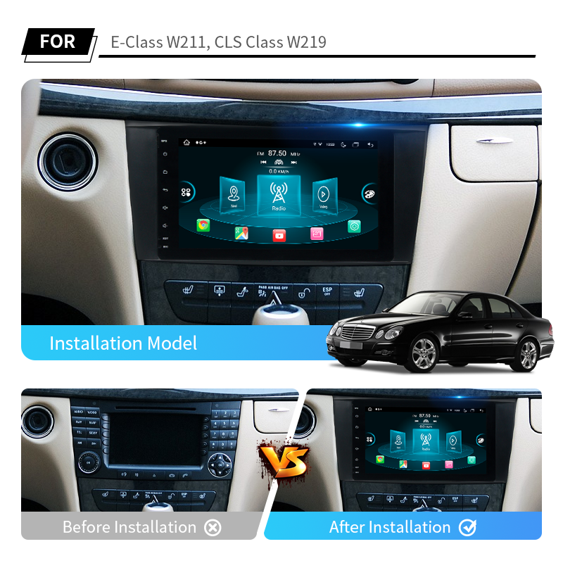 Klyde 7/8 Inch 2DIN Android 12 Carplay Screen Auto Electronics Stereo Car DVD Player For Mercedes Benz W219 W211