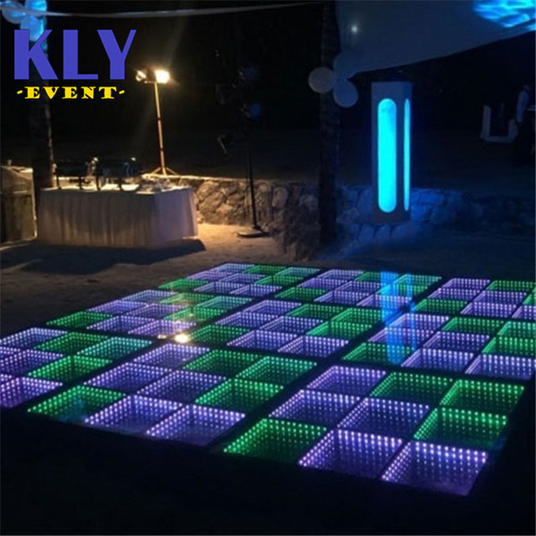 Event Wireless Wedding Portable Disc DJ Party RGB Light Up Dance Floor 3D Infinity Magnetic Illuminated Mirror Led Dance Floor