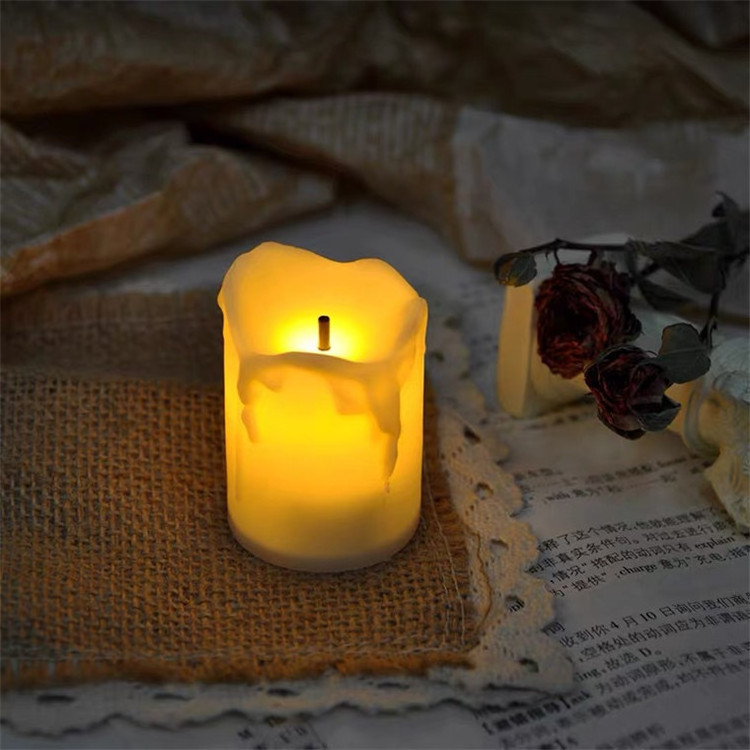 Tealight Candles Small White Led Electronic Flameless Black Core Simulation Tears Candle For Christmas Dinner Wedding Bar