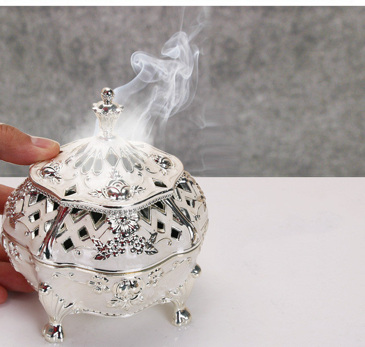 Retro Metal Crafts Arabic Bakhoor Incense Burner Incense Cone Charcoal Style For Home Decoration Gift