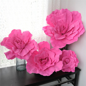 Colorful Giant Foam Rose Flower Wall Decor For Mall Shop Window Display Wedding Decoration