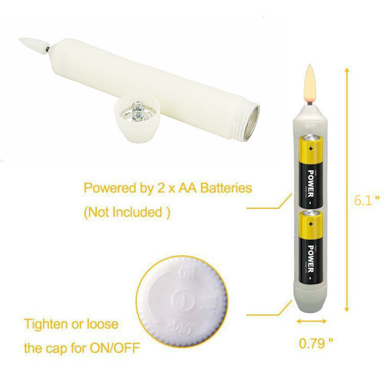 Warm White Bullet Head Taper Light Candle Flickering Pillar Led Candle Battery Operated Candle For Home Decoration