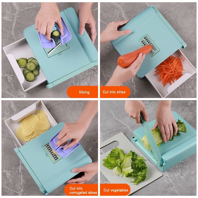 Low price salad plastic vegetable chopper with storage box