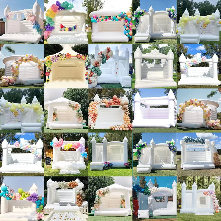 Large Canopy 116x16 Commercial 13x13 Ft Inflatable Bouncer Castle White Bounce House With Solids