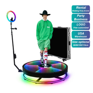 Hot Sale New Glass Automatic Spinning Portable 360 Photo Booth Camera 360 Spin Photo Booth Rotating Stand With Ring Light