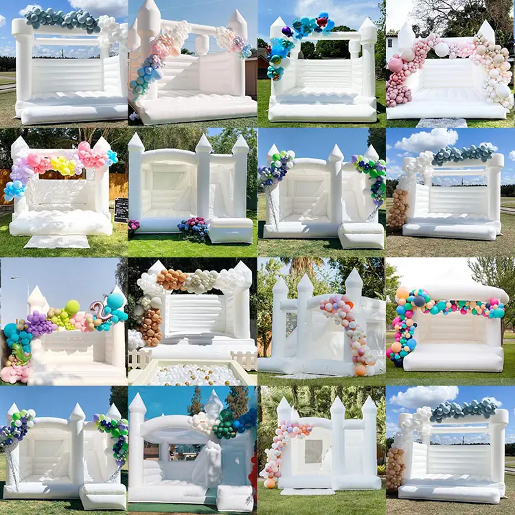 Large Canopy 116x16 Commercial 13x13 Ft Inflatable Bouncer Castle White Bounce House With Solids