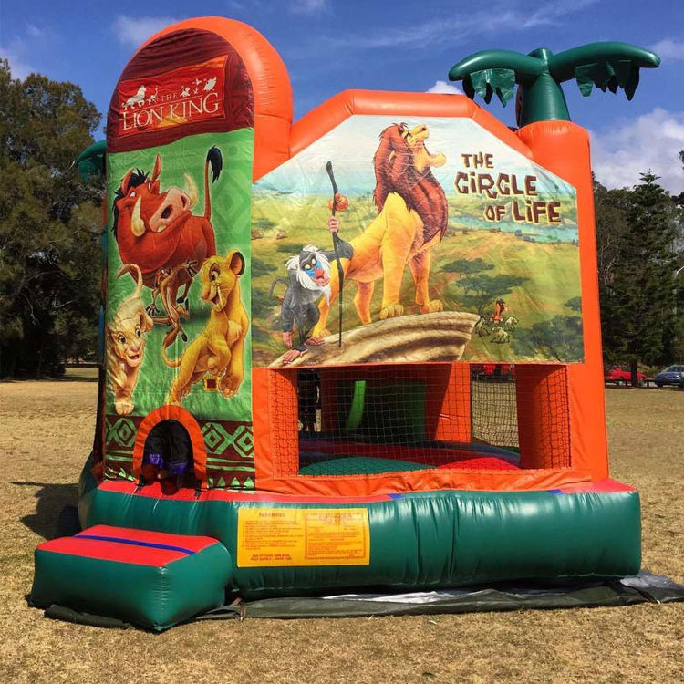 Train Cartoons Jumping Inflatable Happy Commercial Mini Pink Lion King Bounce House