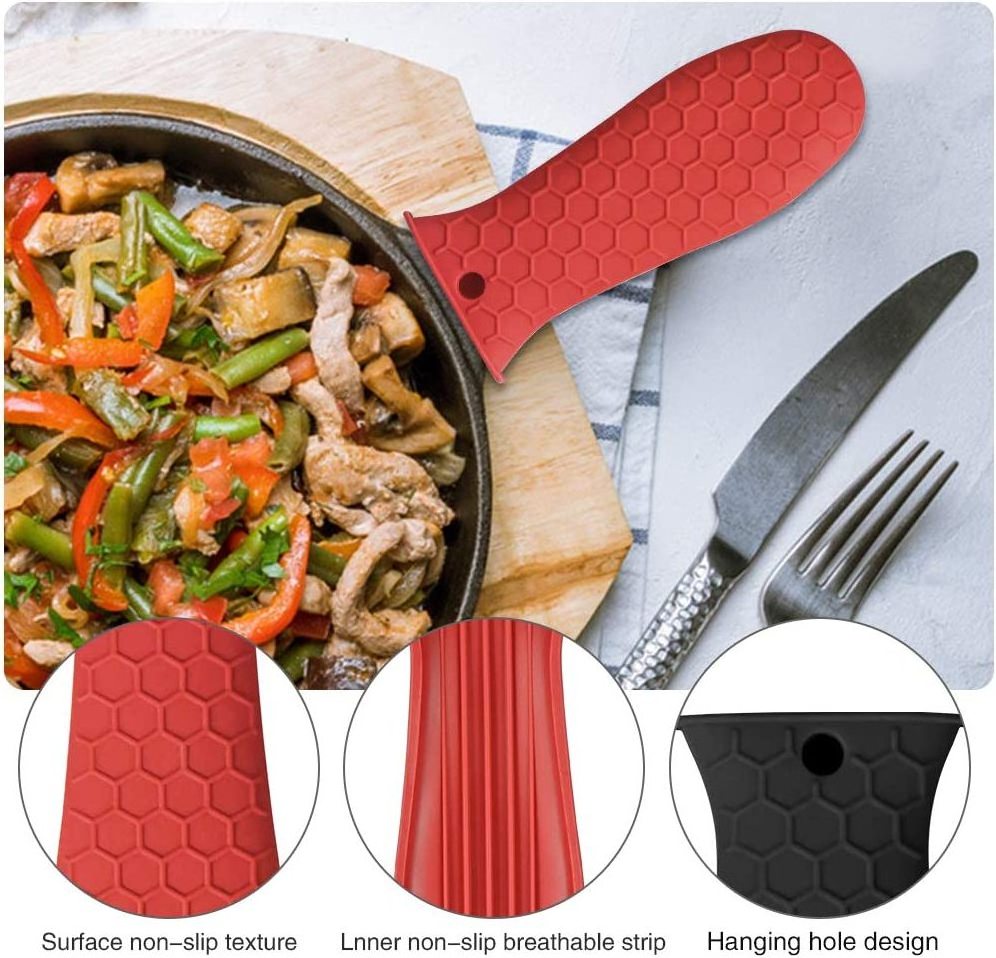 8 Pack Silicone Hot Handle Holder Heat Resistant Potholder Cookware Handle Cast Iron Skillet Handle Covers