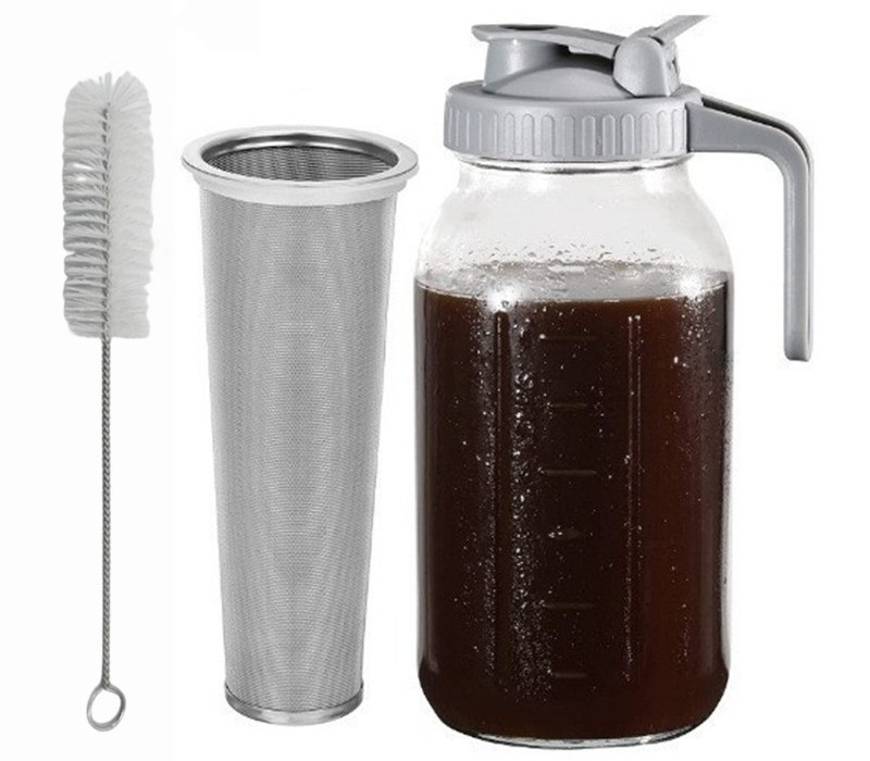 Cold Brew Coffee Maker 64oz Cold Brew Pitcher with Stainless Steel Super Dense Filter brush