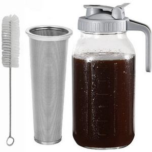 Cold Brew Coffee Maker 64oz Cold Brew Pitcher with Stainless Steel Super Dense Filter brush