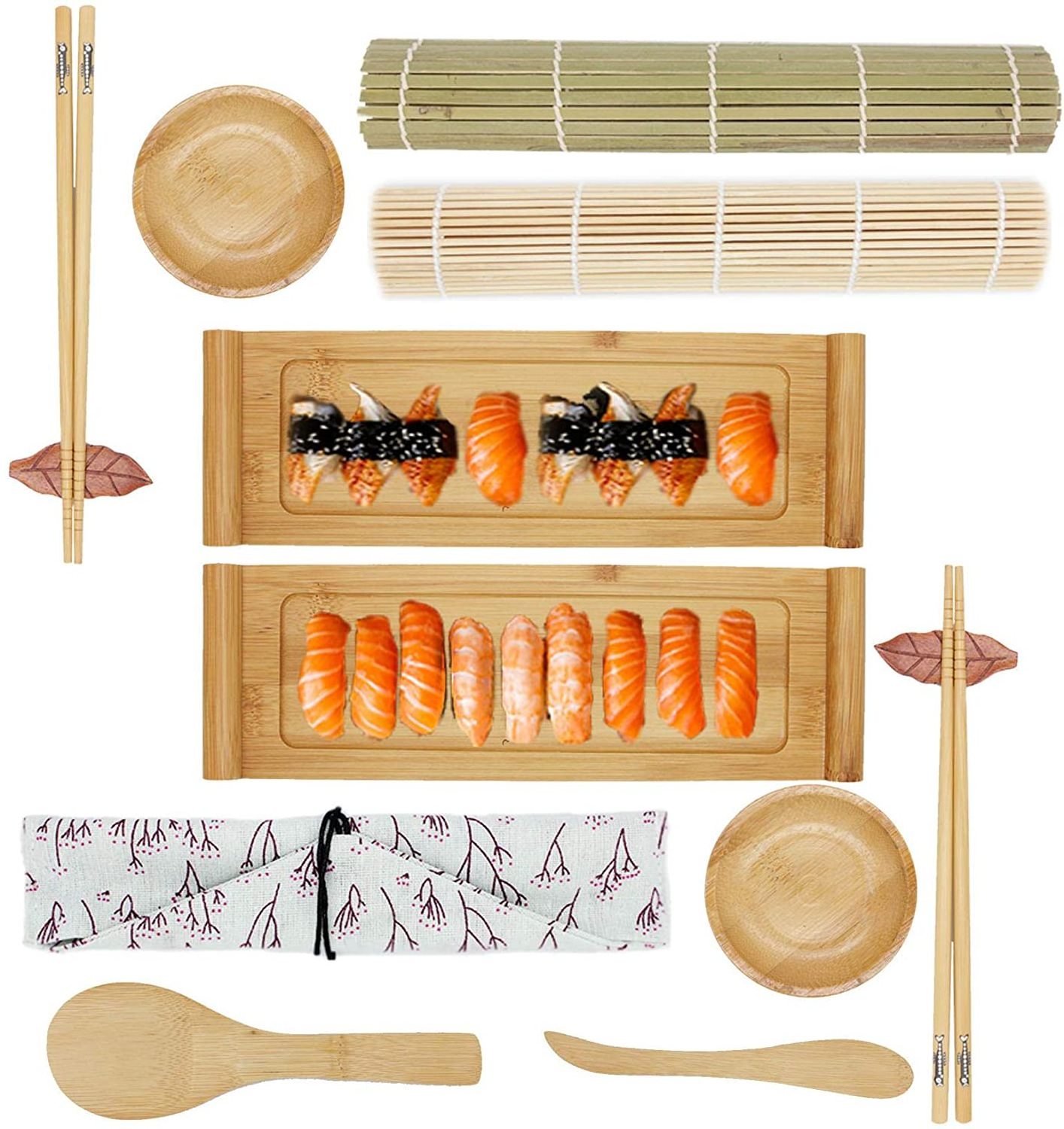 Popular sushi making set sauce solid wood dishes bamboo sushi plates bamboo serving tray plastic sushi maker