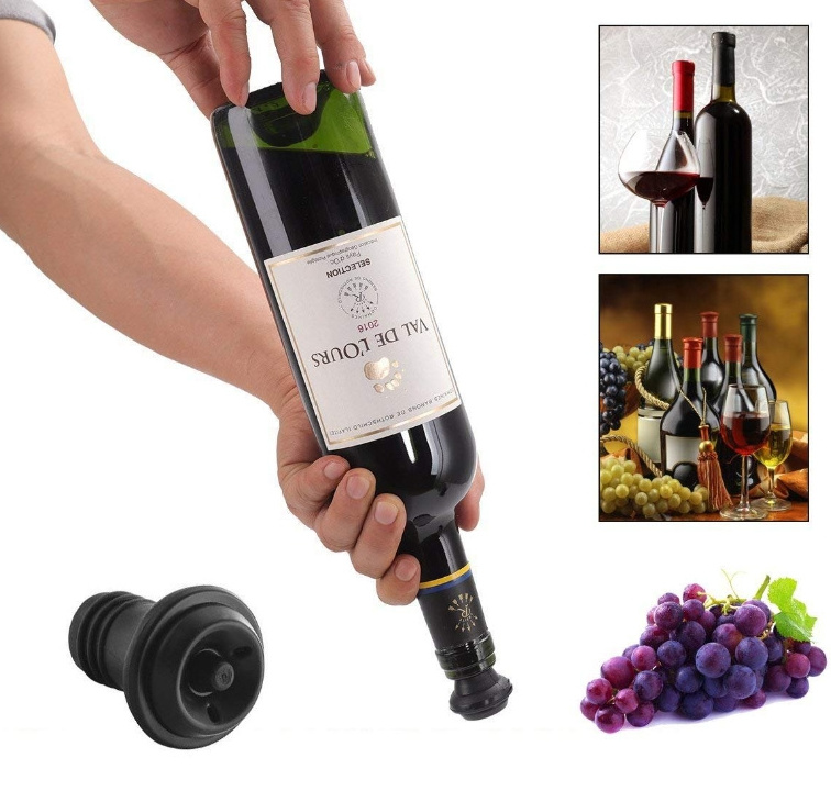 Creative Wine Saver Vacuum Pump Silicone Wine Bottle Stopper Fresh-keeping Bottle Seal Lid Wine Glass bottle Seal Soft Plug