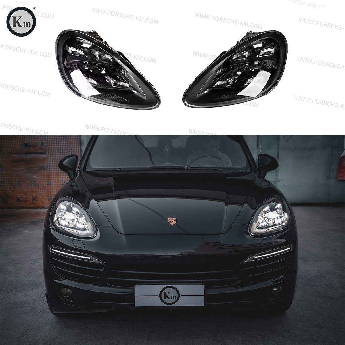 KM for Porsche Cayenne 2011-2014 upgrade 2018  PDLS  style matrix LED car  lights headlamp headlight plug & play replacement