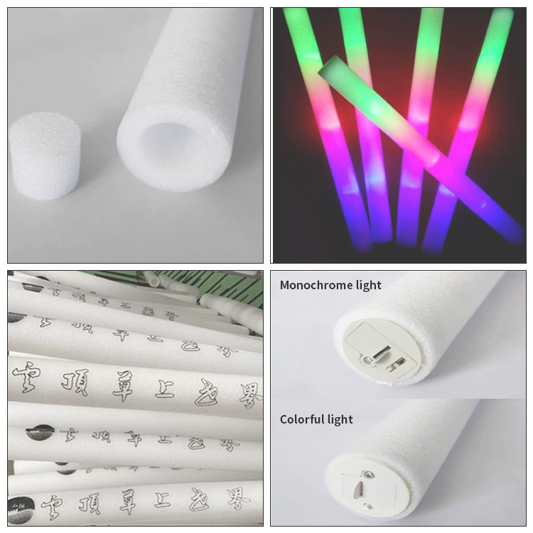 Wholesale LED Flashing Foam Glow Party White Custom Logo Led Light Foam Sticks for Concert