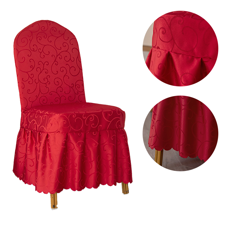 Best Selling OEM White Elastic Chair Covers Jacquard Skirt Swing Chair Cover for Wedding Banquet