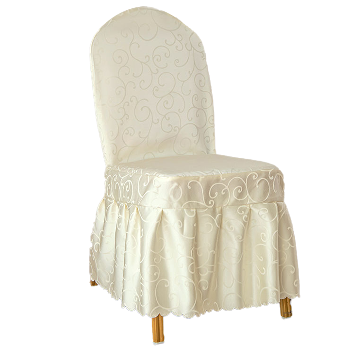 Best Selling OEM White Elastic Chair Covers Jacquard Skirt Swing Chair Cover for Wedding Banquet