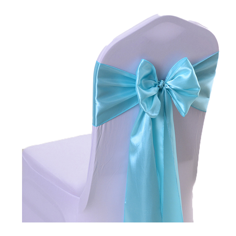 Factory Price Baby Blue Reusable Spandex Elastic Satin Chair Sashes for Wedding