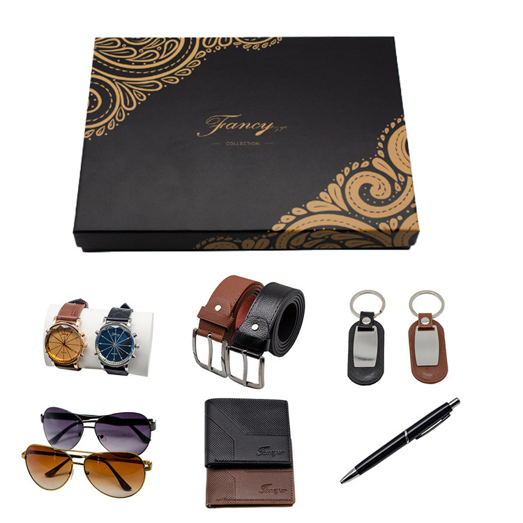 Men's Sunglasses Gift Set Father's Day Gift Watch Wallet Belt Pen 5Pcs Gift Set with Box