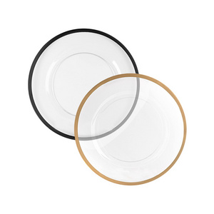 13 Inch Transparent Charger Plate Gold Rim Dinner Black Rim Plate Charger Plates for Wedding