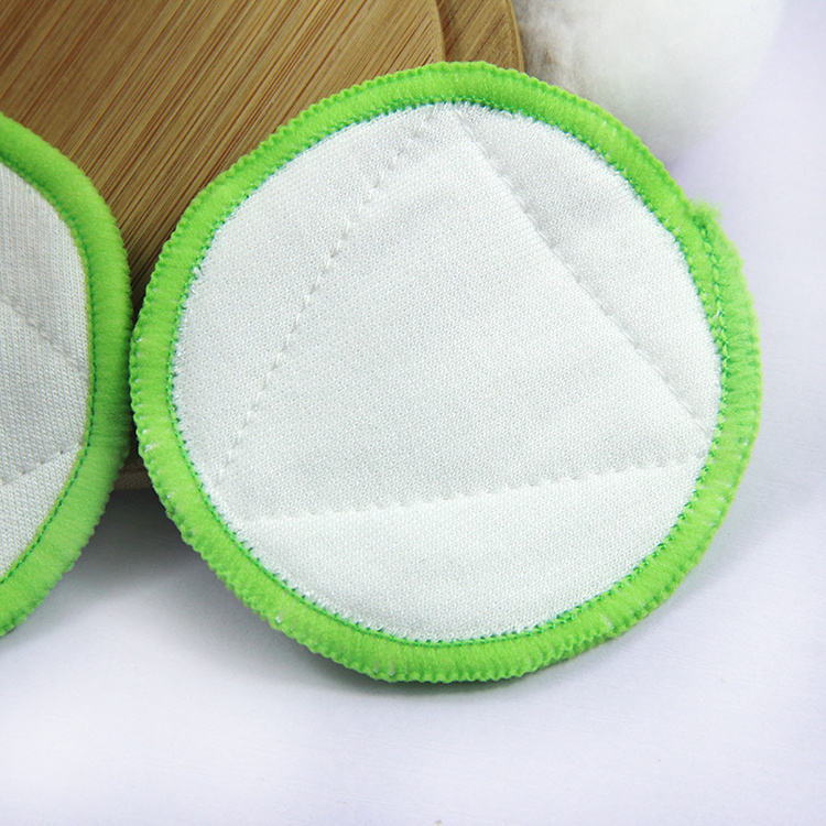 Bamboo Cotton Make up Remover Pads Bamboo Makeup Cotton Cleansing Pads Bag Stone Cotton Pad Holder Accept OEM Round Bamboo Fiber