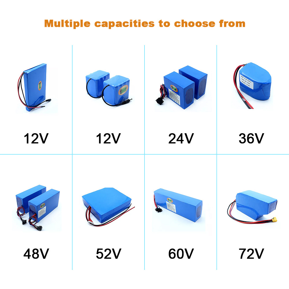 rechargeable 18650 21700 12v 24v 36v 48v 10ah 20ah 30ah 40ah lifepo4 lithium ion battery pack for 500w electric bicycles scooter