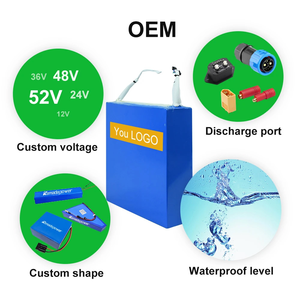 OEM Electric Bike Battery 12V 24V 36v 48V 52V 60V 72V 20Ah China Factory PVC Metal Case e bike Lithium Li ion Battery 40Ah 50Ah