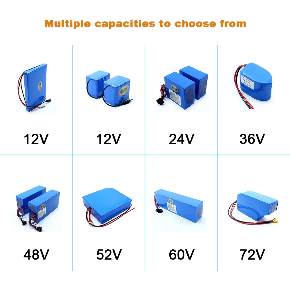 OEM Electric Bike Battery 12V 24V 36v 48V 52V 60V 72V 20Ah China Factory PVC Metal Case e bike Lithium Li ion Battery 40Ah 50Ah