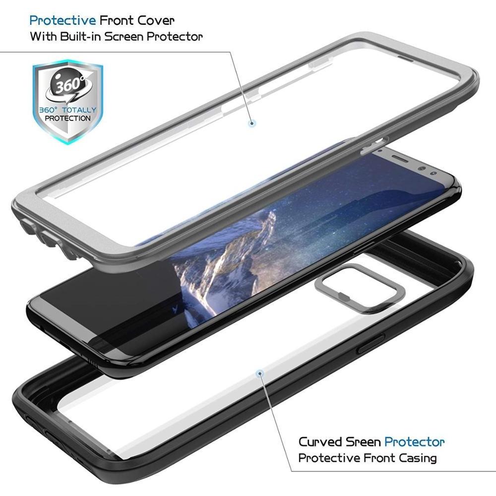 For Samsung Galaxy S8 Case, Built-in Screen Protector Cover 360 Degree Protection Full-body Rugged Clear Bumper Case for S8