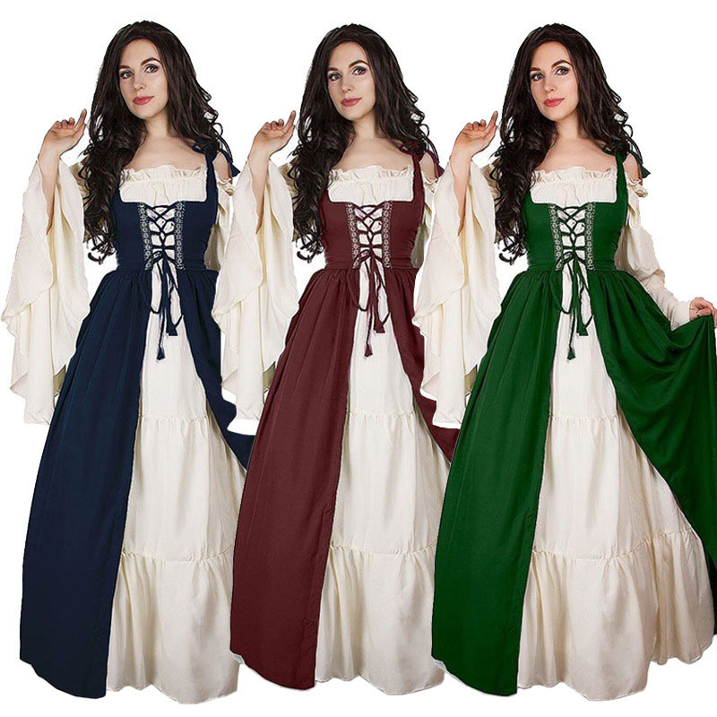 Halloween costume female retro  princess queen costume medieval drama stage play performance costume