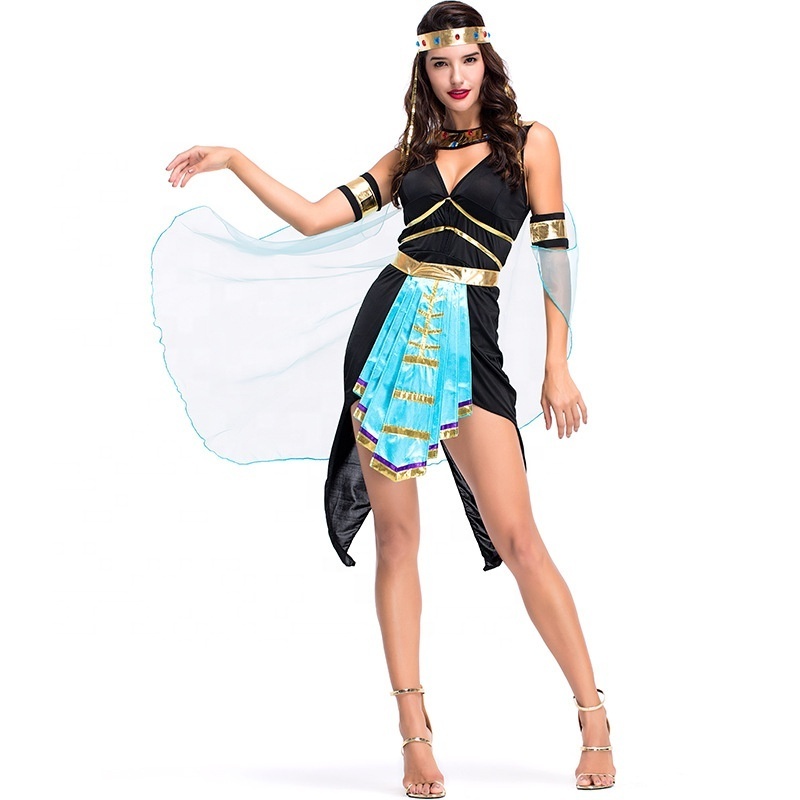 Party Supplier Halloween  Party Kids Girl Cosplay Ancient Egypt goddess  Princess Dress Costume Outfit