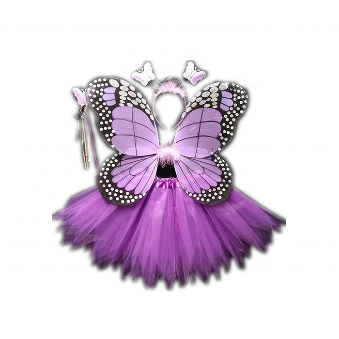 Baby Tutu Butterfly Skirts Purple Color With Headband and Wings For Kids Party Dress UP Costume