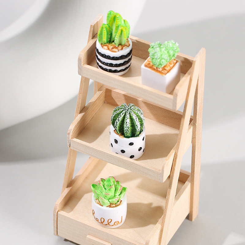 Dollhouse Succulent Plant Potted Cactus Micro Landscape Ornament Dollhouse Miniature Mini Potted Plant Model Miniature of Potted