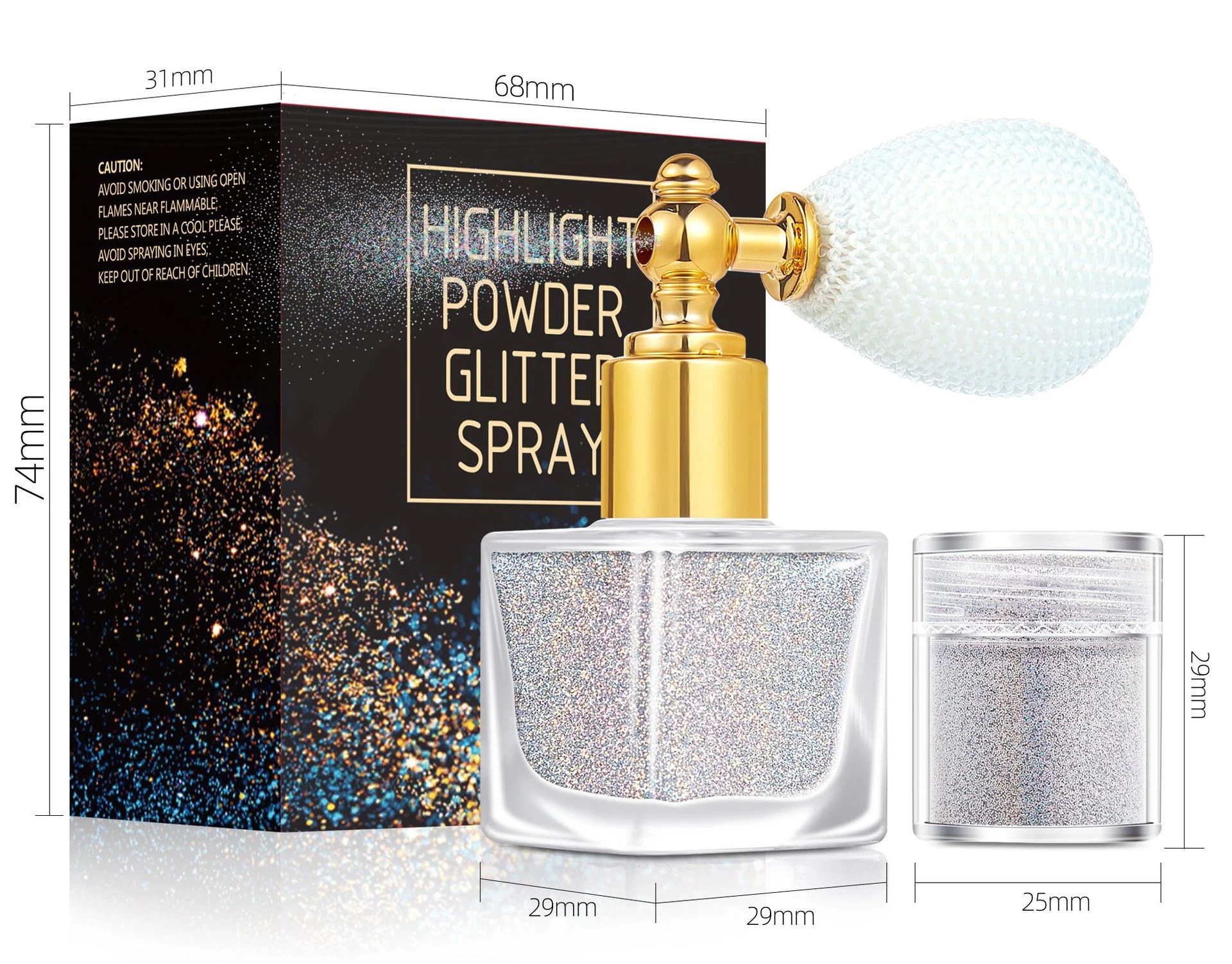 Private Label Glitter Spray For Hair And Body Shimmer Spray Highlight Glow Cosmetic Spray Glitter