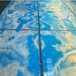 Natural Stone Iran  Blocks  Backlit ice  Blue Onyx Marble Tiles Shower Floor And Wall