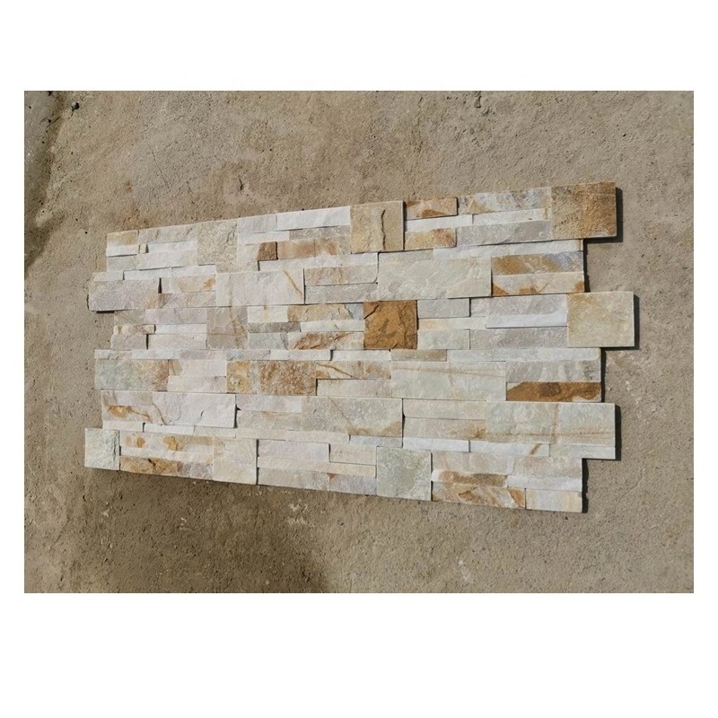 Modern Design Yellow Quartzite Stone Cladding Split Surface Slate with Antacid Erosion Resistance Veneer