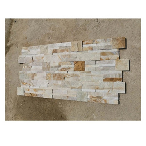 Modern Design Yellow Quartzite Stone Cladding Split Surface Slate with Antacid Erosion Resistance Veneer