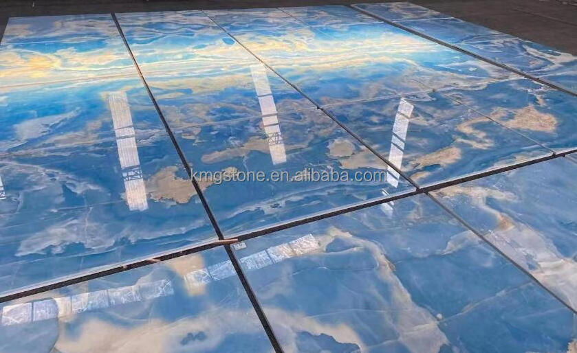 Blue Onyx Natural Marble Slab Polished Big Tile Kitchen Floor Countertop Modern Travertine Granite Options Available Graphic