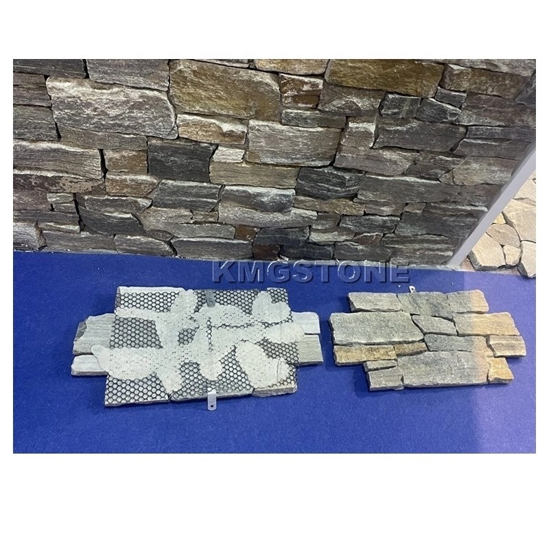 Modern-Style Grey Stacked Stone Wall Panels Natural Finish Veneer Sheet Tiles Villa Hotel Decorative purpose Antacid Erosion