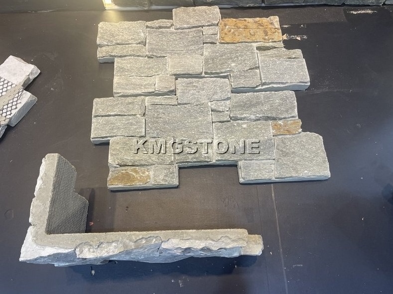 Modern-Style Grey Stacked Stone Wall Panels Natural Finish Veneer Sheet Tiles Villa Hotel Decorative purpose Antacid Erosion