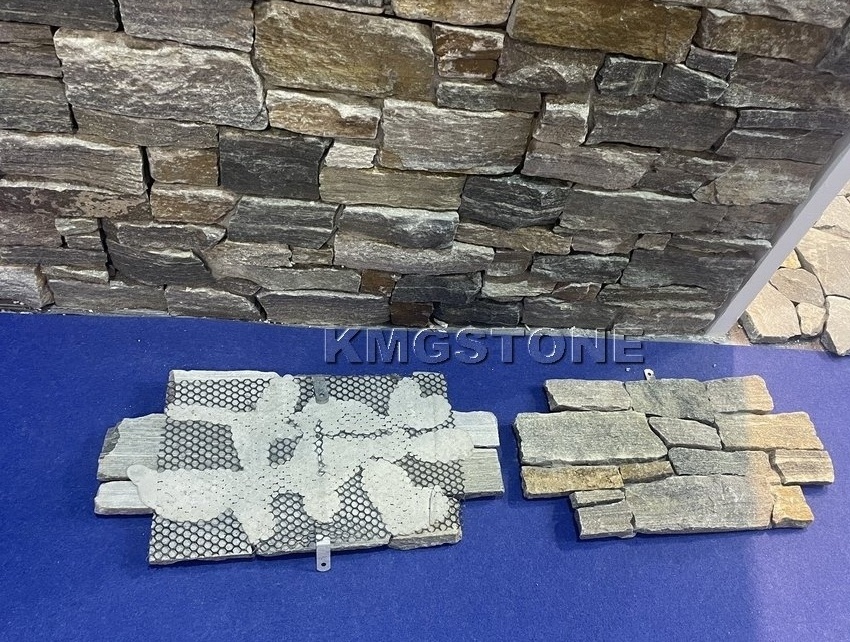 Modern-Style Grey Stacked Stone Wall Panels Natural Finish Veneer Sheet Tiles Villa Hotel Decorative purpose Antacid Erosion