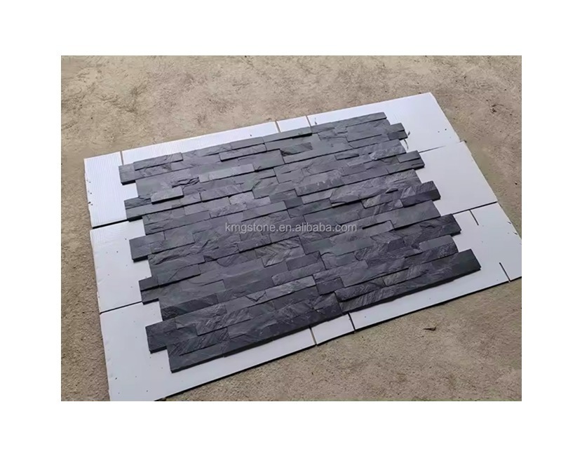 High Quality Natural Black Slate Culture Stone Cladding Modern Exterior Wall Panel for Outdoor Decorative Use